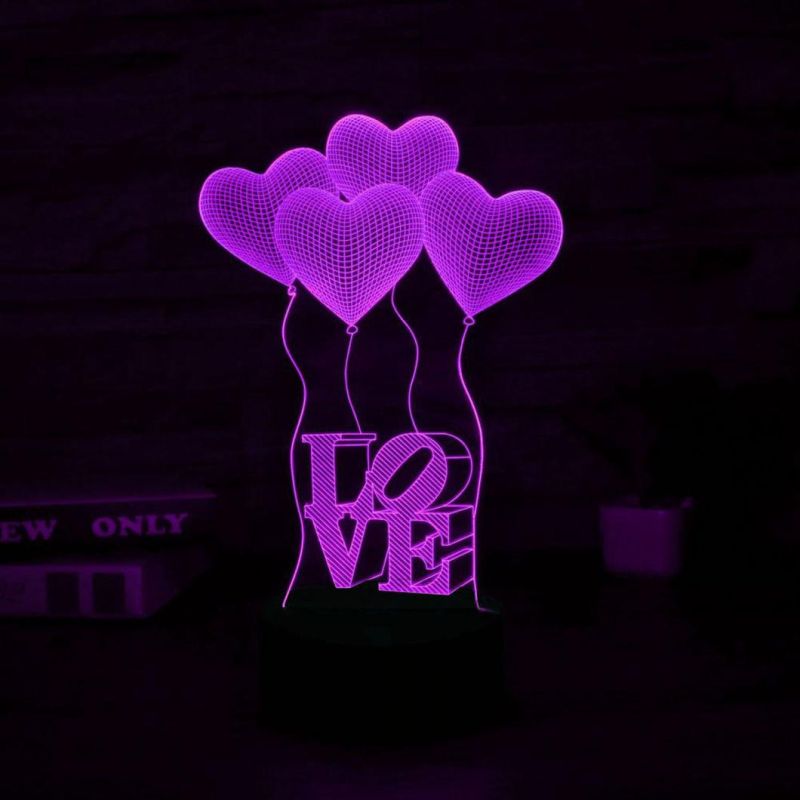 Colorful 3D LED Lamp 3D Visualization Love Lamp Valentines Gifts
