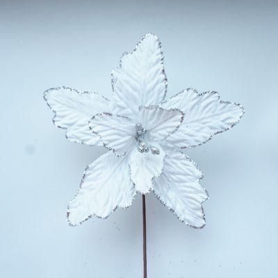 White Poinsettia Flowers for Christmas Tree Decoration