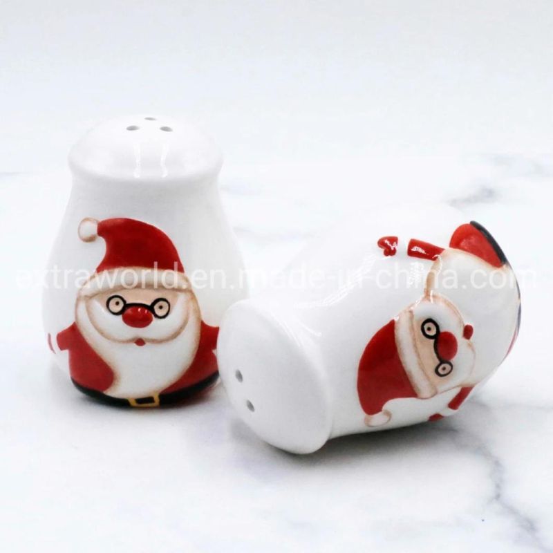 Christmas Dolomite Hand-Painted Salt and Pepper Shaker Kitchenware