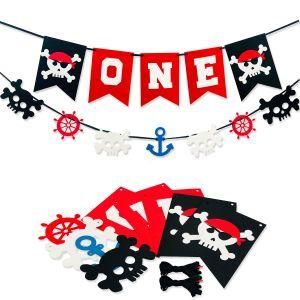 Umiss Pirate One Banner Highchair Decoration Baby Shower Party Supplies Boy Girl 1st Birthday Decorations