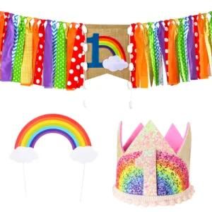 Children&prime;s Birthday Crown Cake Topper Rainbow Color Party Decorations Amazon