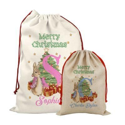 Personalised Childrens Santa Sack Christmas Bag Present Xmas Stocking Gift Rabbit Sack