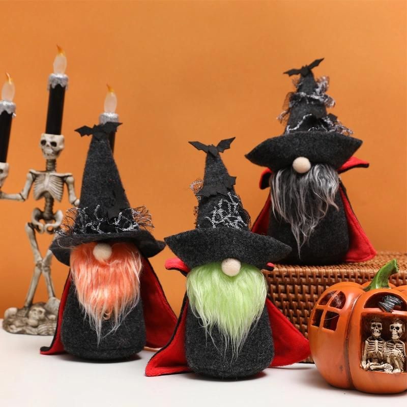 Cross Border New Halloween Vampire Action Figure Black Robe Rudolph Costume Party Bat Hat Faceless Old Man Doll