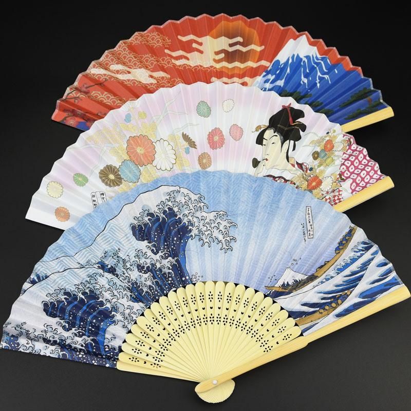 Custom Wholesale Wedding Party Hand Fan Bamboo Paper Silk Luxurious Printing Hand Held Chinese Janpanese Fan