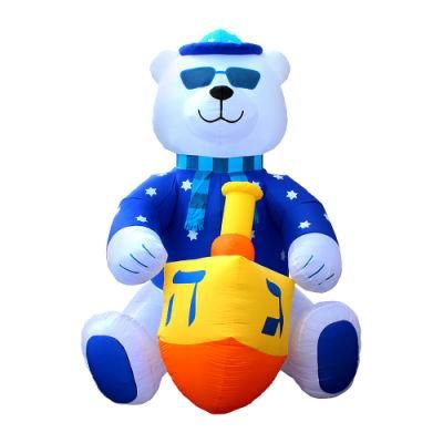 Happy Hanukkah Inflatable Bear with Dreidel Yard Inflatable Decorations
