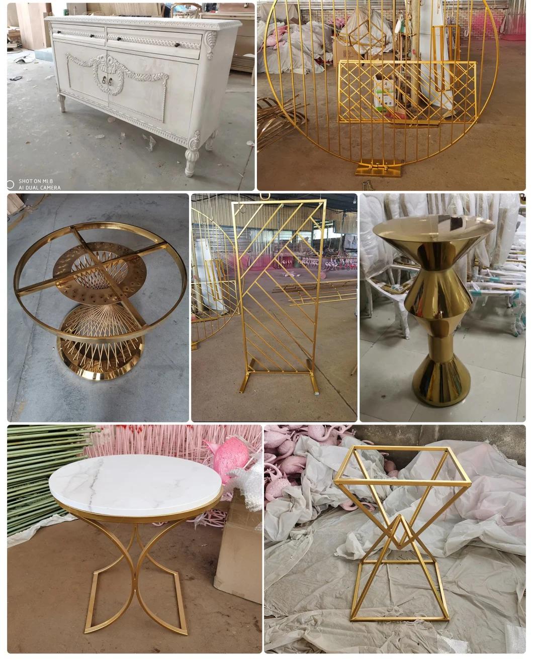 Modern Wedding Furniture Golden Design Stainless Steel Round 3 Piece Cake Table