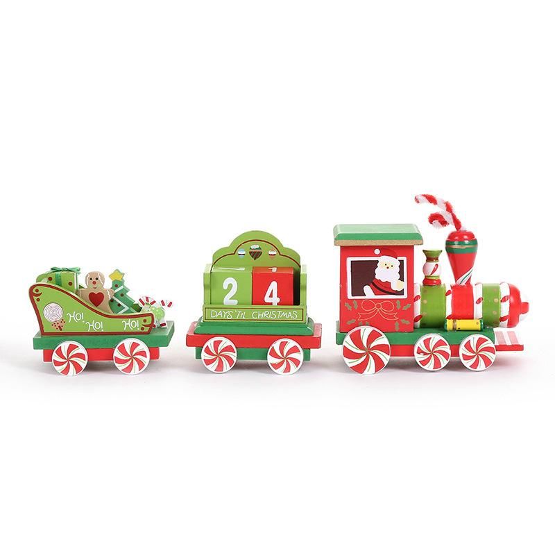 Christmas Wooden Toys Tabletop Decoration Calendar Navidad Train Christmas Innovative Gift Kid Toys