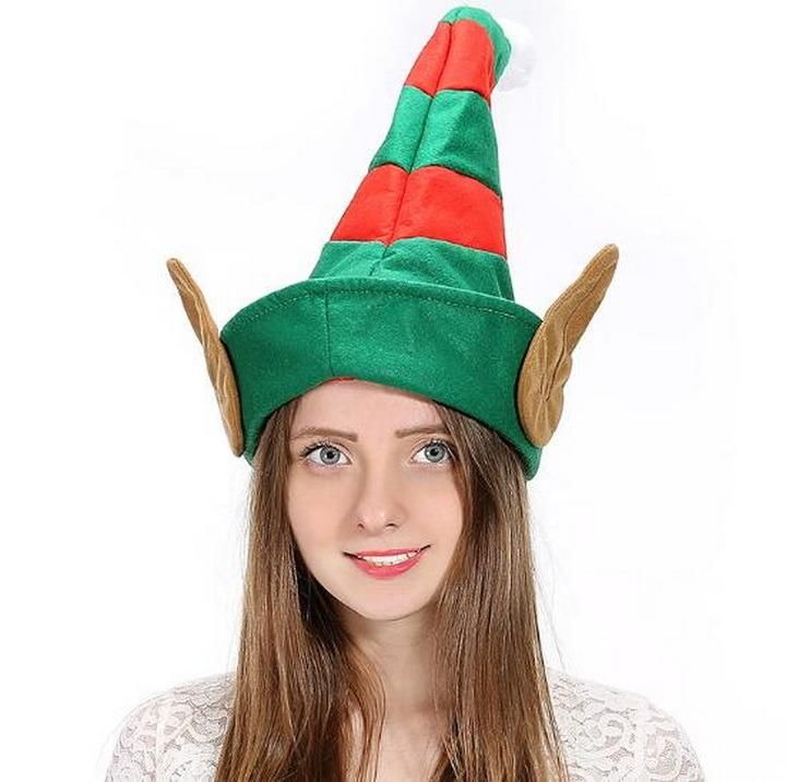 European and American Non-Woven Christmas Ornaments Spliced Elf Hat