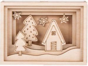 Shadow Box Building Craft Kit with Mini 3D Winter House Scenery