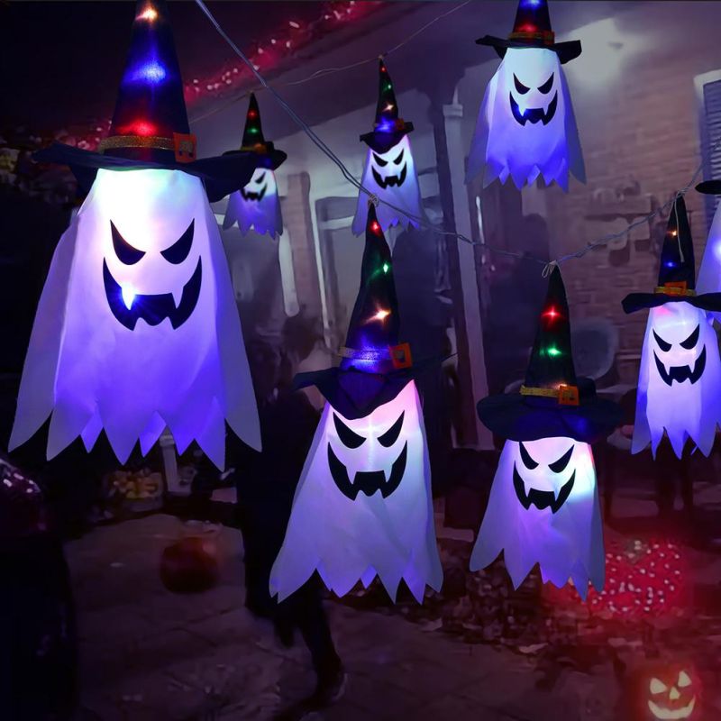 Halloween Decoration Gypsophila Ghost Wizard Ghost Hat LED Flashing Light