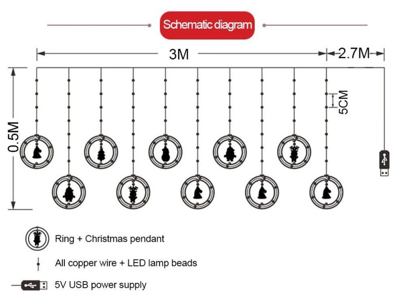 3m LED USB Christmas String Lamp Snowman Star Larland Window Decoration Night Light Wedding Party Lights for Christmas Holiday