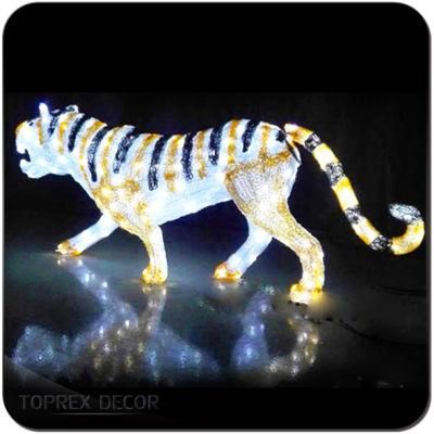 Toprex Decor Customizable 3D Large Lighted Outdoor Animal Light Tiger for Garden Decoration