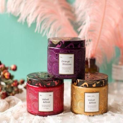 Straight Sided Colorful Glass Candle Jars with Aluminum Metal Lid