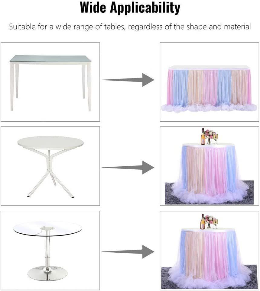 Table Skirting Designs Tulle Table Skirt Fancy Rosette Romantic Wedding Party Banquet for Birthday