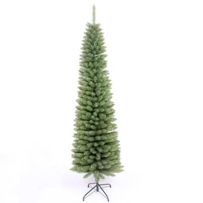 Yh22109 5FT 6FT 7FT 8FT 9FT Hot Sell Outdoor Indoor Lighting Navidad Artificial PVC Pine Needle Slim Christmas Tree Decoration Tree
