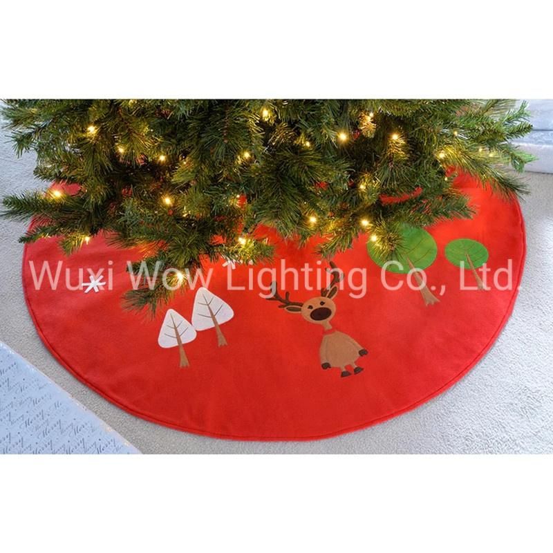 Reindeer Christmas Tree Skirt Decoration, 120 Cm -Red