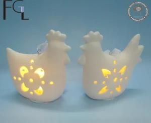 Customized Ceramic Chicken Shape Home Hanging Decor with LED