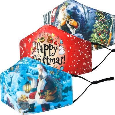 Christmas Party Cotton Face Mask Washable Cloth Xmas Printing Mask