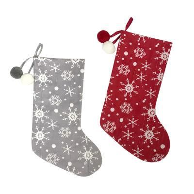 2022 New Items Red and Grey Christmas Stocking for Snowflake Party Supplies Ornaments Embroidery Party Decoration Christmas Decoration