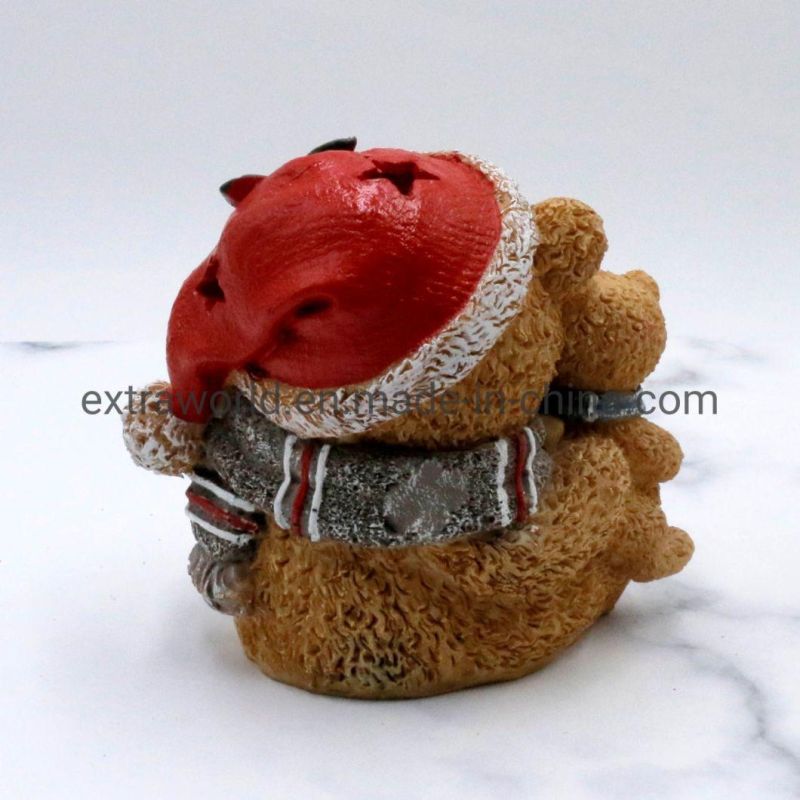 Christmas Day Gift Wholesale Resin Teddy Bear with LED Light