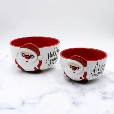 2021 Promotion Gift Hand-Painted Ceramic Bowl Christmas Dinnerware Craft