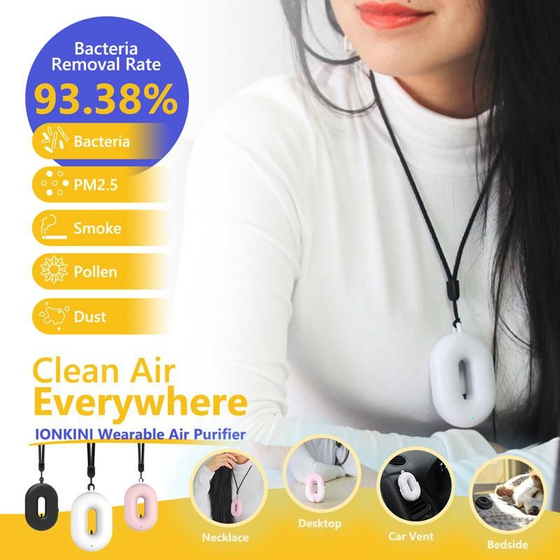 Mother′s Day Women′s Day Gifts OEM Customization Donut Shape Mini Portable Wearable Necklace Negative Ion Air Purifier