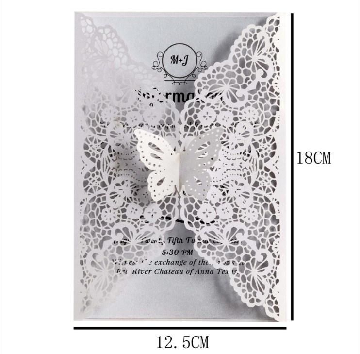 Laser Cut 3D Butterfly Folding Paper Invitation Invitations Greeting Card for Wedding Birthday Party Decoration Card Supplies