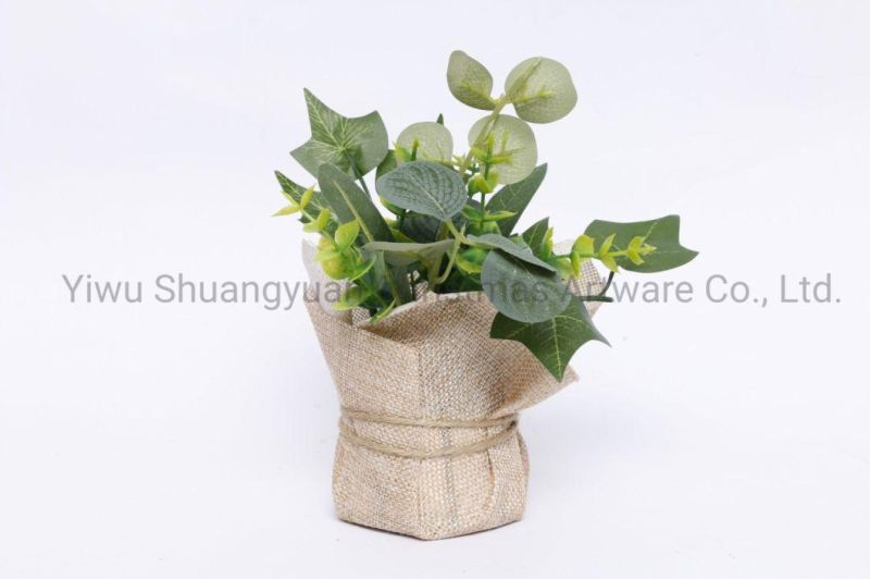 Potted Artifical Plan in Linen Pot Floral Simulation