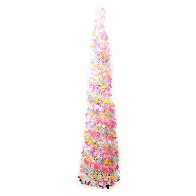 5 FT Pop up Tinsel Christmas Tree for Home Indoor Decoration, Shiny Christmas Tree