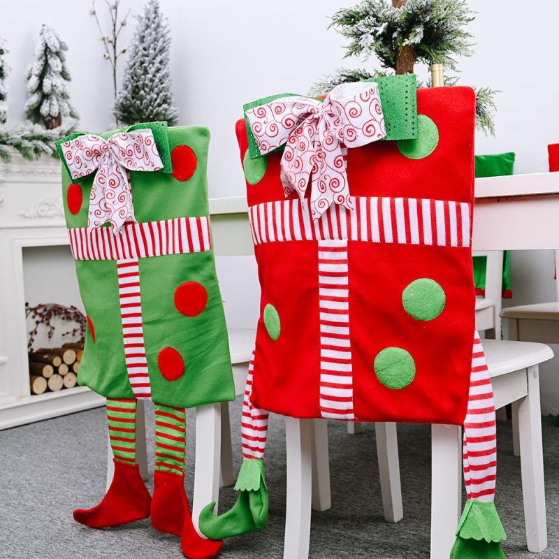 Christmas Santa Claus Red Hat Snowflake Chair Xmas Cap Chair Covers Decor Kitchen Dining Chair Slipcovers Sets