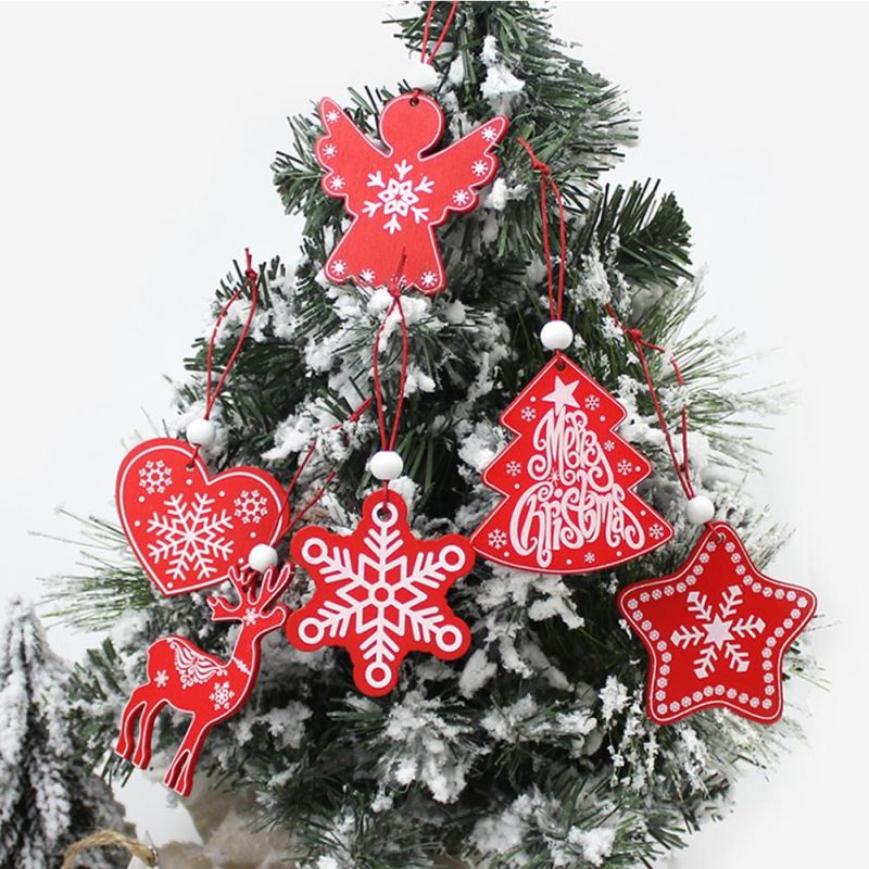 Christmas Ornaments Wooden Tree Hanging Tags Pendant Embellishments Crafts