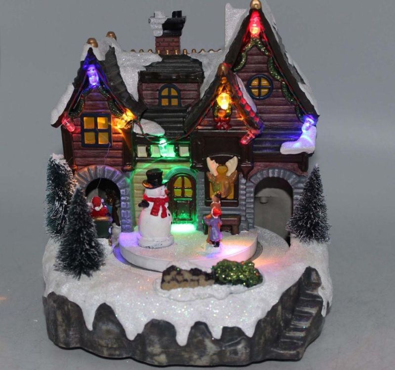 Hotsale LED Light Christmas Use Resin House Home Decoration