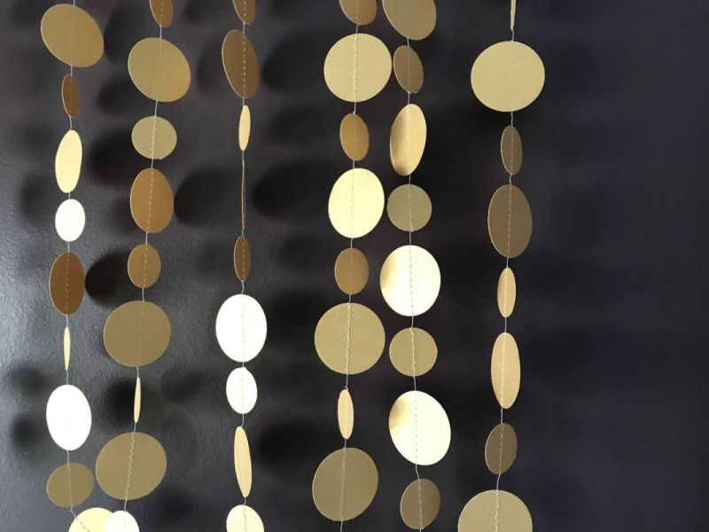 Gold Glitter Circle Dots Paper Party Garland Backdrop Christmas Garland Circle Garland