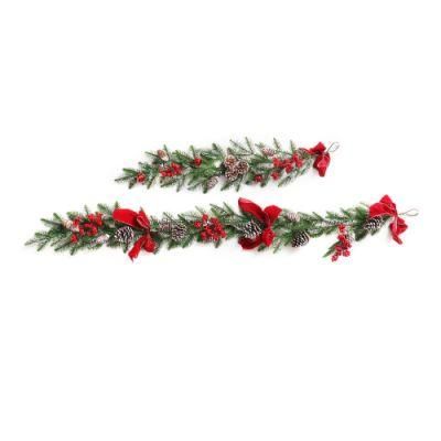 PE Material Garland with Red Ribbon Decorate