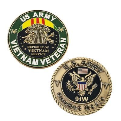 Promotion Challenge Coin Custom Enamel Army Metal Craft Antique Brass America Military USA Challenge Coin