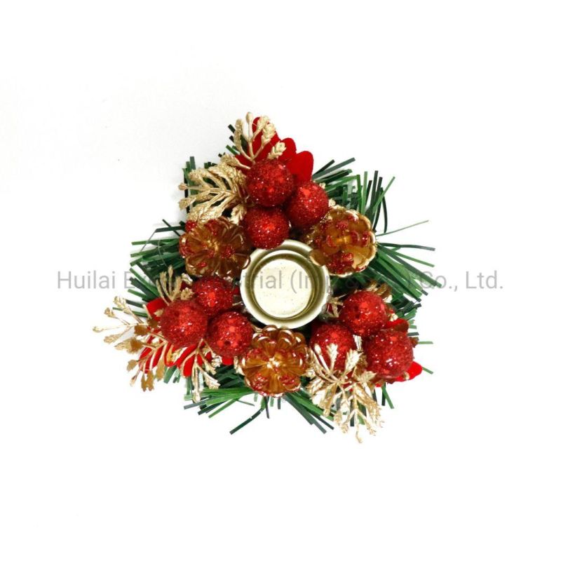 Christmas Candle Holders Mini Xmas Wreath Candlestick New Year Decorative Candlestick