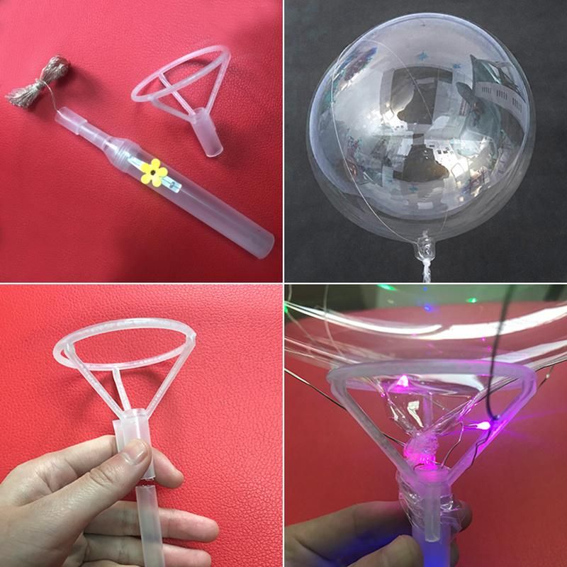 2AA Handle Battery Operated Clear LED Bobo Heliu Balloon