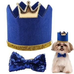 Amazon Hot Selling Pet Birthday Hat Dog Bow Tie Set Party Dress up Supplies Props