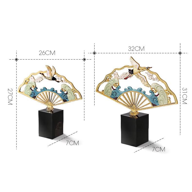 Chinese New Year Gift 2022 Decorative Fan Living Room Tables Decor Zinc Alloy Product Accessories