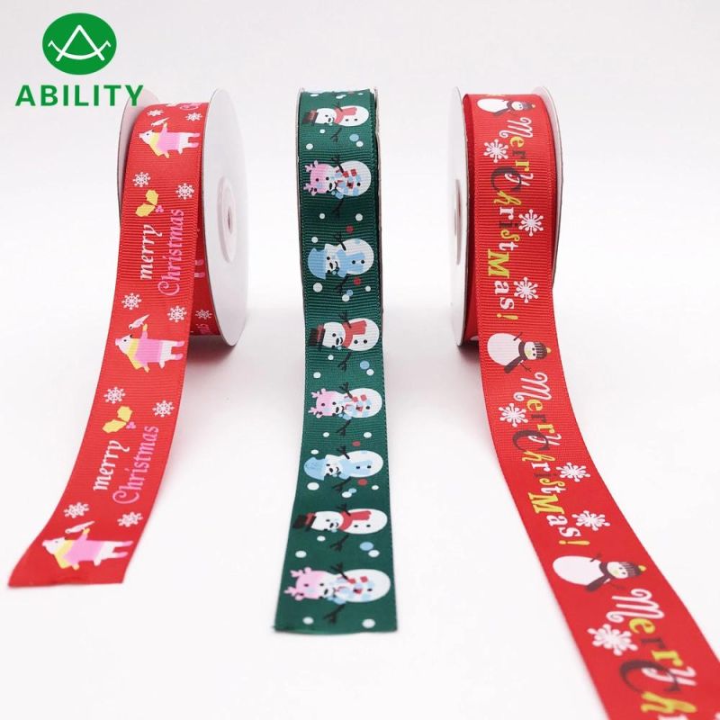 Wedding Christmas Varous Festival Printed Polyester Pretty Gift Satin Grosgrain Ribbon