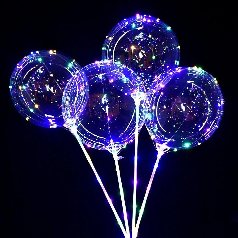 Transparent Colorful Luminous Party LED Bobo Balloon Lights with Stick