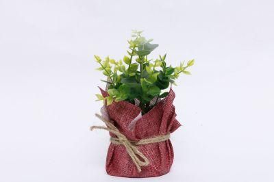 Potted Artifical Plan in Linen Pot Floral Simulation