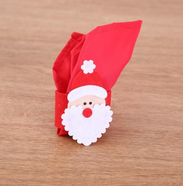 Christmas Napkin Buckle Santa Style Cute Napkin Ring Fabric Buckle Holder for Celebration