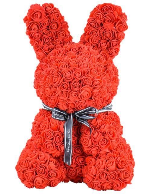 Amazon Hot Sale colorful 42cm High Foam Rose Flower Rabbit for Valentine Gift