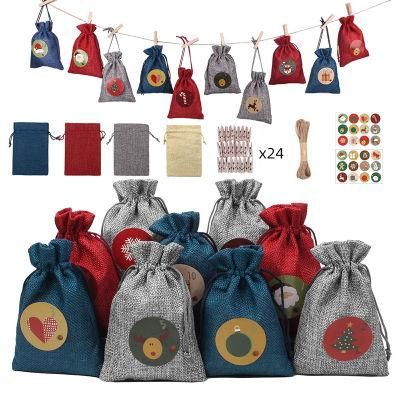 Amazon 24 PCS Advent Calendar Countdown Christmas Decorations Sets Hanging Cotton Drawstring Gift Bag