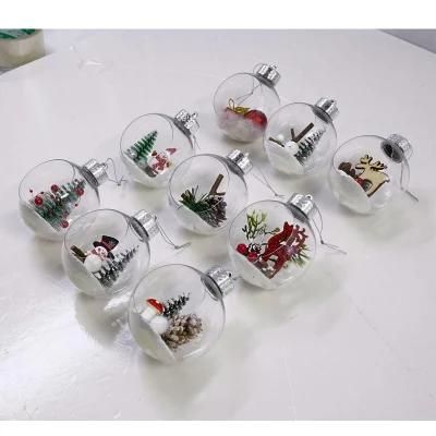 Custom Wholesale Luxury Hanging DIY Shatterproof Clear Shatterproof Transparent Xmas Christmas Bauble Ball with Logo Gift Box