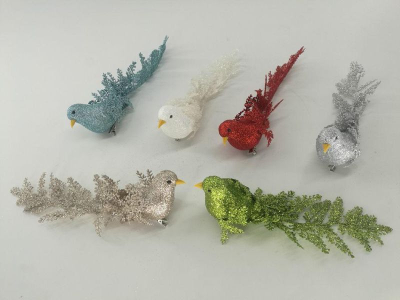 Newest Design Decorative Foam Bird with Clip for Christmas Tree Decorations