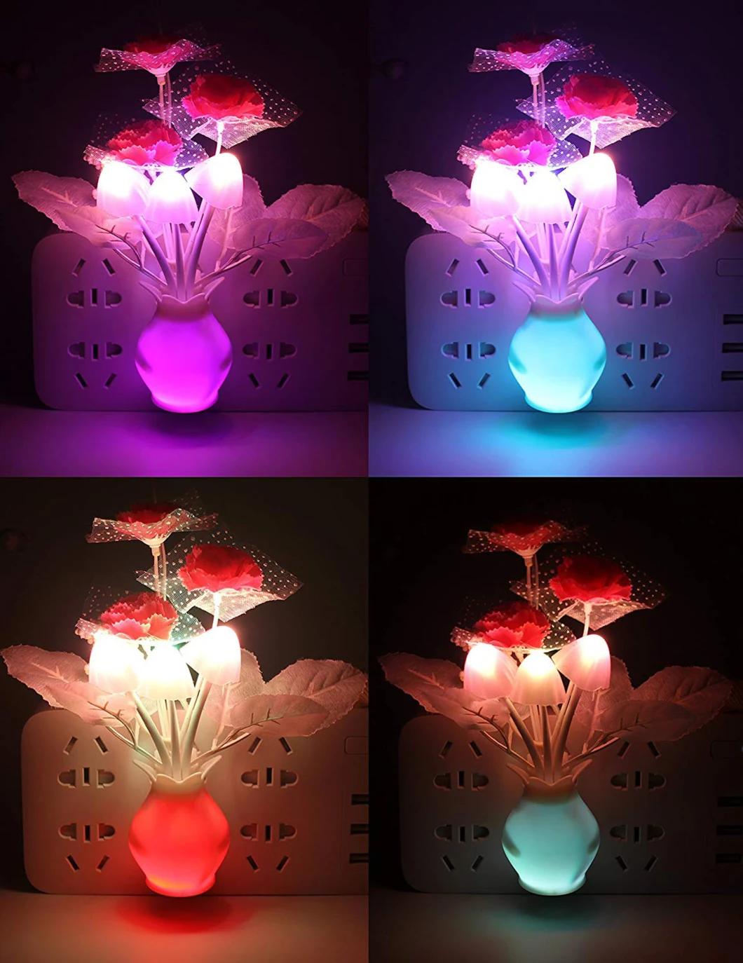 Mushroom Night Light Tulip Flowers Plug-in Mushrooms Colors Changing Nightlight