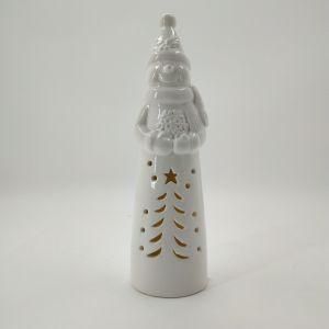 Christmas Ceramic White Santa Shape Decoration with LED