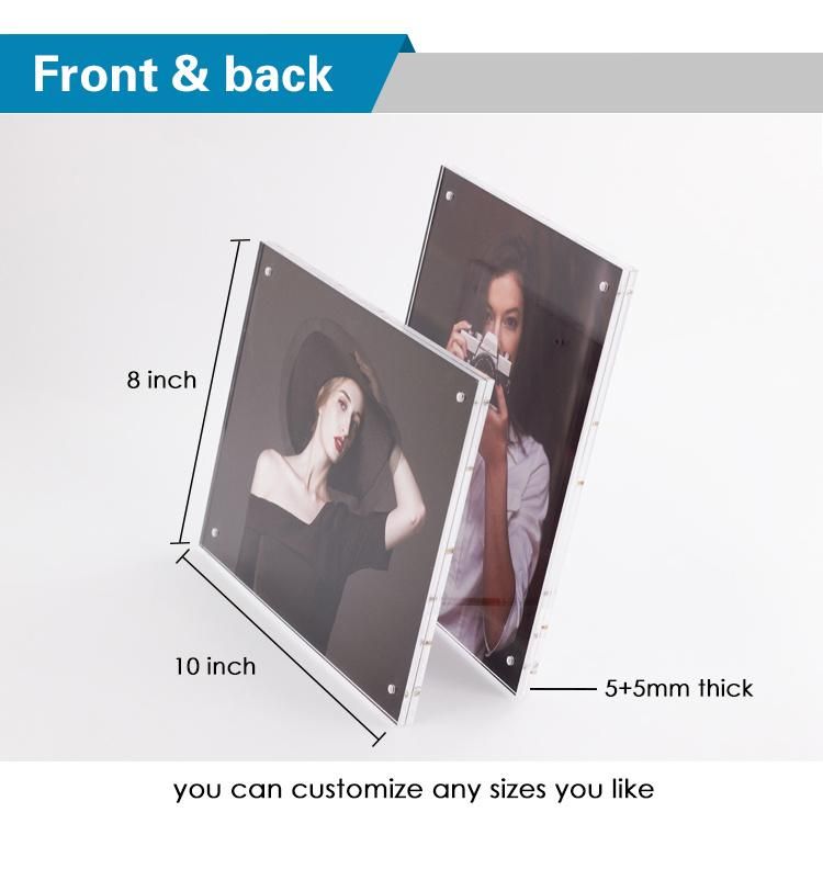 Magnetic Mounting Crystal Floating Frameless Acrylic Photo Frame